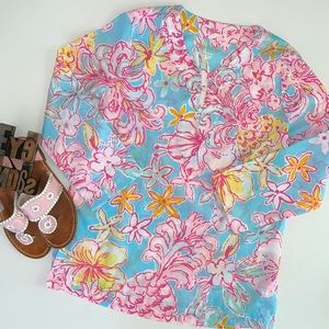 🌴LILLY PULITZER ‘Amelia’ Island Tunic Top in Lolita Breakwater Blue Print